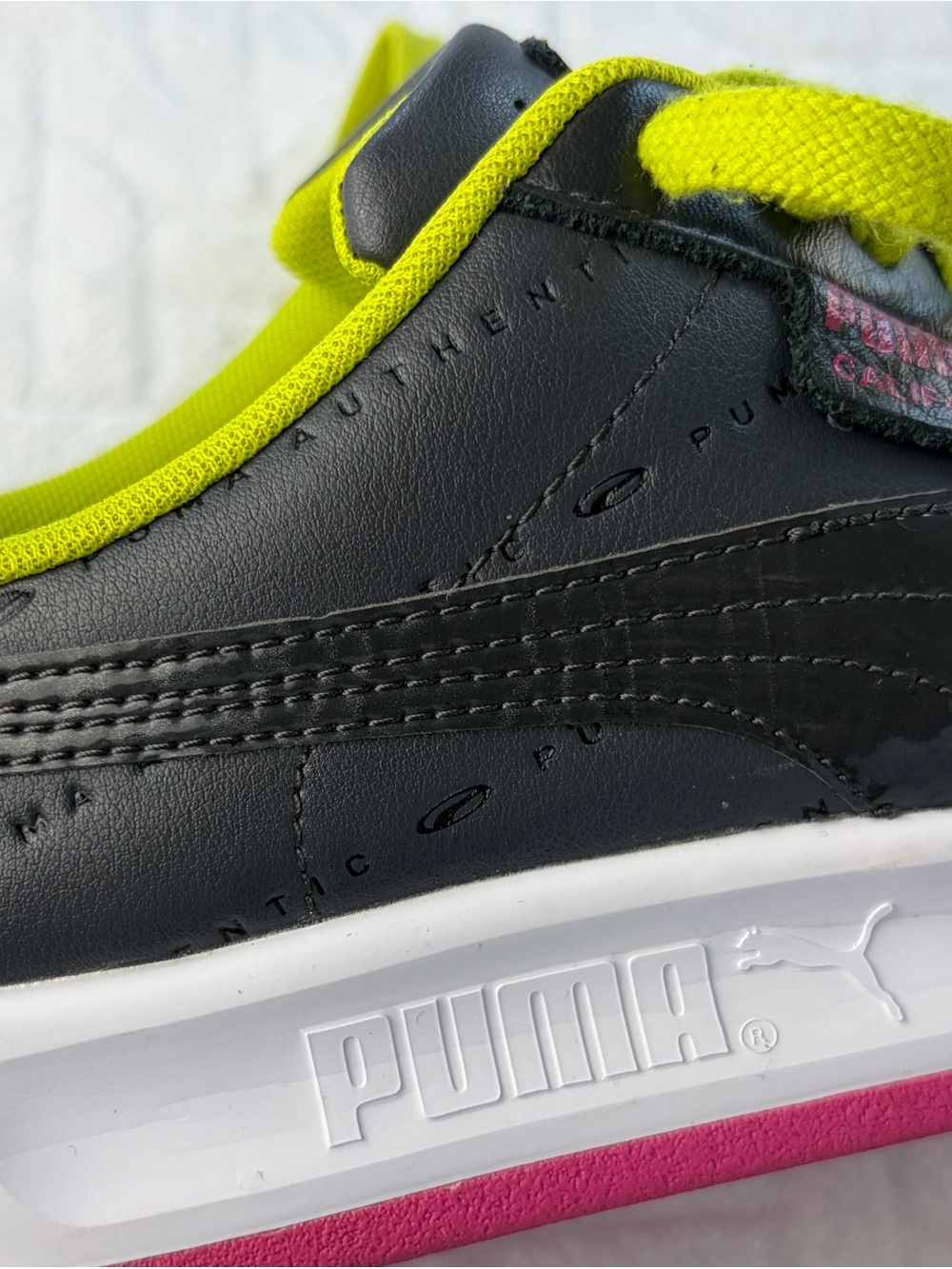 Puma California color block Sneakers gray with Neon Green Laces Women’s Size 8 - Picture 8 of 10